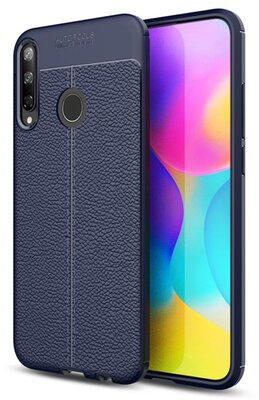 Szilikon telefonvédő (közepesen ütésálló, bőr hatású, varrás minta) SÖTÉTKÉK Huawei P40 Lite E / Y7p