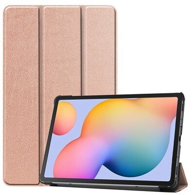 Tok álló, bőr hatású (FLIP, oldalra nyíló, TRIFOLD asztali tartó funkció) ROZÉARANY Samsung Galaxy Tab S6 Lite