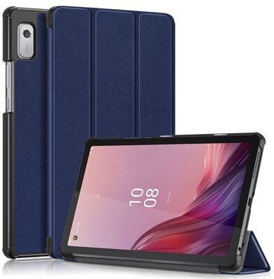 Tok álló, bőr hatású (aktív FLIP, oldalra nyíló, TRIFOLD asztali tartó funkció) SÖTÉTKÉK,Lenovo Tab M9 (TB310F) WIFI,Lenovo Tab M9 (TB310X) LTE