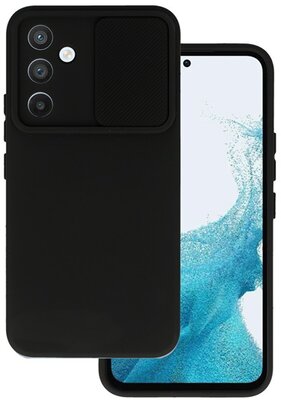 Szilikon telefonvédő (matt, mikrofiber plüss belső, kamera védelem) FEKETE - Samsung Galaxy A54 5G (SM-A546)