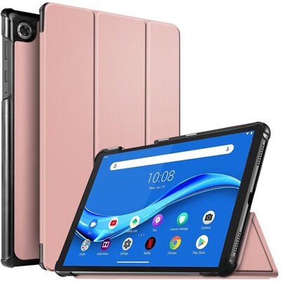 Tok álló, bőr hatású (aktív FLIP, oldalra nyíló, TRIFOLD asztali tartó funkció) ROZÉARANY - Lenovo Tab M10 FHD Plus (TB-X606X), Lenovo Tab M10 Plus (TB-X606F)