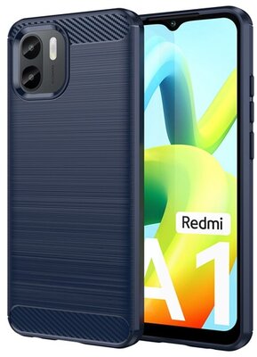 Szilikon telefonvédő (közepesen ütésálló, légpárnás sarok, szálcsiszolt, karbon minta) SÖTÉTKÉK - Xiaomi Redmi A1, Xiaomi Redmi A2