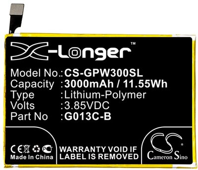 CAMERON SINO Li-Polymer akku (3,85V / 3000mAh, Google 823-00086-01 kompatibilis) FEKETE - Google Pixel 3 XL, G013C, Pixel 3 XL, Pixel XL 3