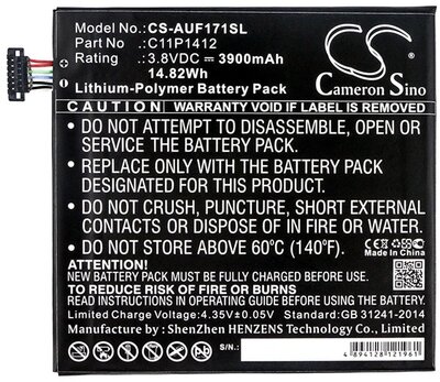 CAMERON SINO Li-Polymer akku (3,8V / 3900mAh, Asus 0B200-01260000 kompatibilis) FEKETE - FE170CG, FE175CG, Fonepad 7 FE171MG, ME175CG