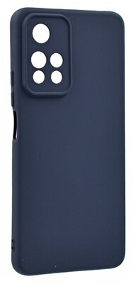 Szilikon telefonvédő (matt, mikrofiber plüss karcolásmentesítő belső, prémium) SÖTÉTKÉK - Xiaomi Redmi Note 11