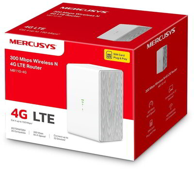 MERCUSYS 3G/4G Modem + Wireless Router N-es 300Mbps 1xWAN/LAN(100Mbps) +1xLAN(100Mpbs) - MB110-4G
