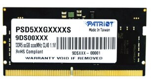 Patriot 8GB 4800MHz DDR5 SO-DIMM Signature Line Single Channel CL40 - PSD58G480041S
