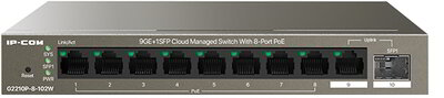 IP-COM Switch PoE - G2210P-8-102W (9x1Gbps; 8 af/at PoE+ port; 92W; 1x 1Gbps SFP)