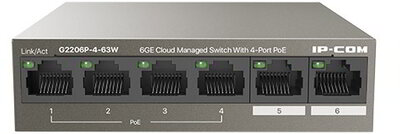 IP-COM Switch PoE - G2206P-4-63W (6x1Gbps; 4 af/at PoE+ port; 58W)