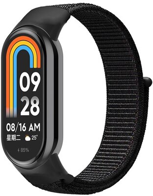 Pótszíj (egyedi méret, nylon, tépőzáras, légáteresztő) FEKETE - Xiaomi Band 8