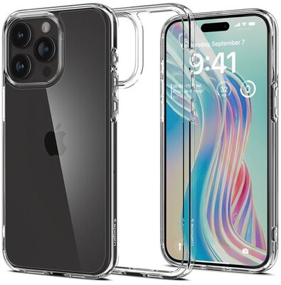 SPIGEN ULTRA HYBRID műanyag telefonvédő (közepesen ütésálló, szilikon légpárnás keret) ÁTLÁTSZÓ - Apple iPhone 15 Pro Max