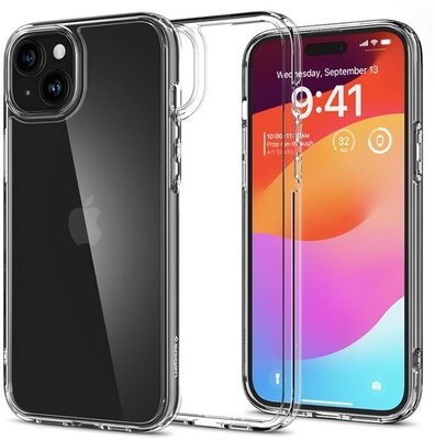 SPIGEN ULTRA HYBRID műanyag telefonvédő (közepesen ütésálló, szilikon légpárnás keret) ÁTLÁTSZÓ - Apple iPhone 15 Plus