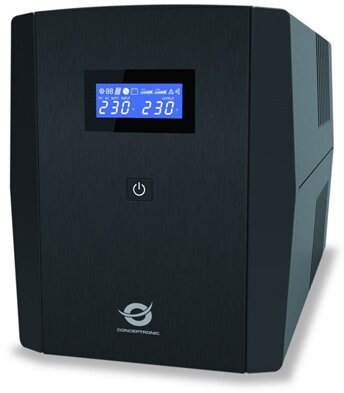 Conceptronic Szünetmentes 2200VA - ZEUS04EM (2x Schuko+ 3x IEC C13, line-interaktív, 2x RJ45 vonalvédelem, HID USB)