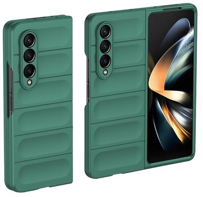 Szilikon telefonvédő (közepesen ütésálló, kamera védelem, 3D minta) SÖTÉTZÖLD - Samsung Galaxy Z Fold3 5G (SM-F926)