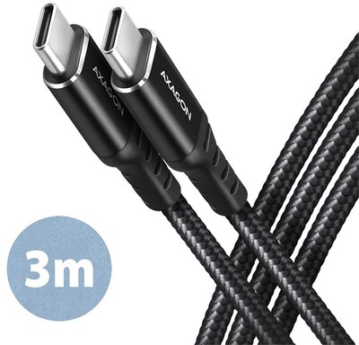 Axagon BUCM2-CM30AB 3m USB C fekete adat- és töltőkábel