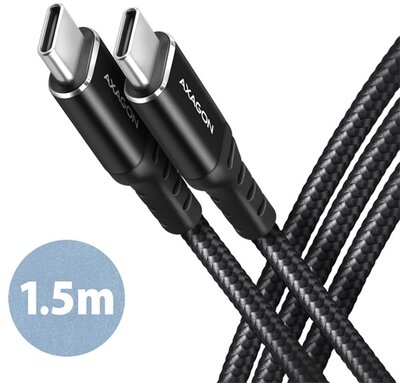 Axagon BUCM-CM15AB 1,5m USB C fekete adat- és töltőkábel