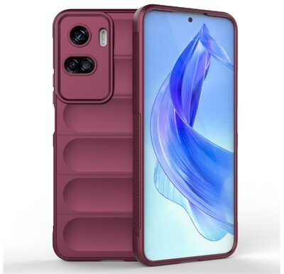 Szilikon telefonvédő (közepesen ütésálló, kamera védelem, 3D minta) BORDÓ - Honor 90 Lite 5G