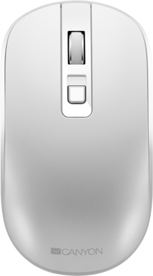 CANYON MW-18, 2.4GHz Wireless Rechargeable Mouse with Pixart sensor, 4keys, Silent switch for right/left keys,Add NTC DPI: 800/1200/1600, Max. usage 50 hours for one time full charged, 300mAh Li-poly battery, Pearl-White, cable length 0.6m, 116.4*63.