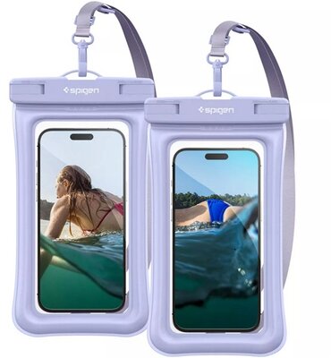 SPIGEN A610 vízhatlan / vízálló tok, AQUA 2db (IPX8, nyakba akasztható, légbuborékos vizen lebegő, 6.9" méret) KÉK
