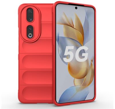 Szilikon telefonvédő (közepesen ütésálló, kamera védelem, 3D minta) PIROS - Honor 90 5G