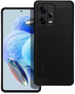 Műanyag telefonvédő (légáteresztő, lyukacsos minta, kamera védelem) FEKETE - Xiaomi Redmi Note 12 Pro Plus