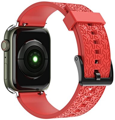 Pótszíj (egyedi méret, szilikon, állítható, 3D minta) PIROS - Apple Watch Series 1 38mm,Apple Watch Series 2 38mm,Apple Watch Series 3 38mm,Apple Watch Series 4 40mm,Apple Watch Series 5 40mm,Apple Watch Series 6 40mm,Apple Watch Series 7 41mm,Apple Watch