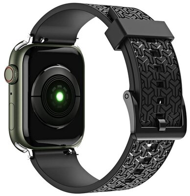 Pótszíj (egyedi méret, szilikon, állítható, 3D minta) FEKETE - Apple Watch Series 1 38mm,Apple Watch Series 2 38mm,Apple Watch Series 3 38mm,Apple Watch Series 4 40mm,Apple Watch Series 5 40mm,Apple Watch Series 6 40mm,Apple Watch Series 7 41mm,Apple Watc