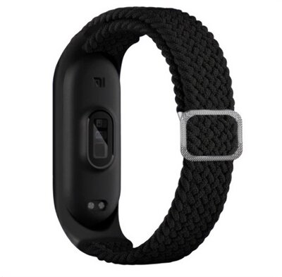 Pótszíj (egyedi méret, textil, szőtt minta, állítható) FEKETE - Xiaomi Mi Band 5,Xiaomi Mi Band 6,Xiaomi Mi Band 6 NFC,Xiaomi Mi Band 7