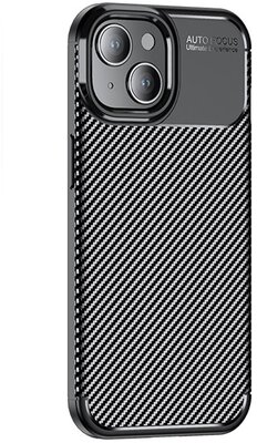 Szilikon telefonvédő (közepesen ütésálló, légpárnás sarok, karbon minta) FEKETE - Apple iPhone 15