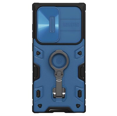 NILLKIN CAMSHIELD ARMOR PRO defender műanyag telefonvédő (szilikon belső, közepesen ütésálló, telefontartó gyűrű) KÉK - Samsung Galaxy S23 Ultra (SM-S918)