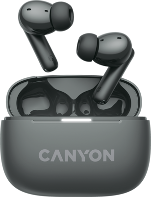 CANYON OnGo TWS-10 ANC+ENC, Bluetooth Headset, microphone, BT v5.3 BT8922F, Frequence Response:20Hz-20kHz, battery Earbud 40mAh*2+Charging case 500mAH, type-C cable length 24cm,size 63.97*47.47*26.5mm 42.5g, Black