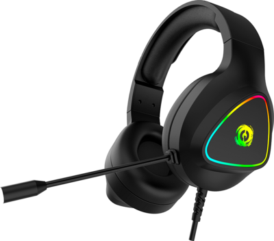 CANYON Shadder GH-6, RGB gaming headset with Microphone, Microphone frequency response: 20HZ~20KHZ, ABS+ PU leather, USB*1*3.5MM jack plug, 2.0M PVC cable, weight: 300g, Black