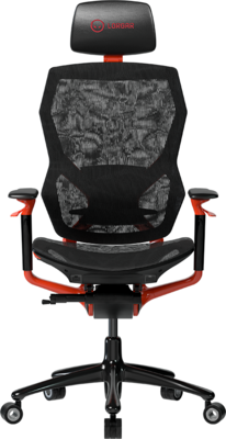 LORGAR Grace 855, Gaming chair, Mesh material, aluminium frame, multiblock mechanism, 3D armrests, 5 Star aluminium base, Class-4 gas lift, 60mm PU casters, Red + black