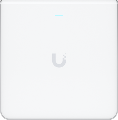 UBIQUITI U6 Enterprise In-Wall, 10 spatial streams, 115 m² (1,250 ft²) coverage, 600+ connected devices, Powered using PoE+/PoE++, (4) GbE ports with (1) PoE output, 2.5 GbE uplink.