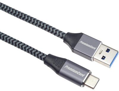 PREMIUMCORD Kábel USB 3.2 Gen 1, 5Gbit/s, A - C, M/M, 2m, szürke