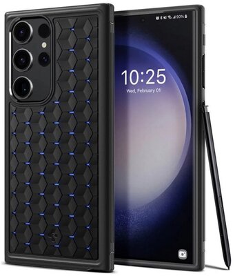 SPIGEN CRYO ARMOR szilikon telefonvédő (ütésállóság, légpárnás sarok, hatszög) FEKETE Samsung Galaxy S24 Ultra SM-S928