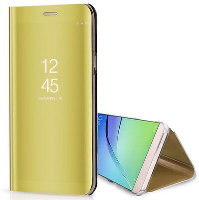 Tok álló (aktív FLIP, oldalra nyíló, asztali tartó, tükrös) ARANY Samsung Galaxy A25 5G (SM-A256)