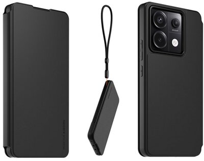 MADE FOR XIAOMI tok álló, bőr hatású (FLIP, oldalra nyíló, kártyazseb + kézpánt) FEKETE Xiaomi Poco X6 5G Xiaomi Redmi Note 13 Pro 5G