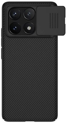 NILLKIN CAMSHIELD műanyag telefonvédő (szilikon keret, ütésállóság, kameravédő, csíkos) FEKETE Xiaomi Poco X6 Pro 5G