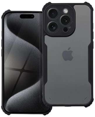 Szilikon telefonvédő (ütésállóság, légpárnás sarok, akril hátlap, kameravédő) FEKETE Apple iPhone 12 Pro Max
