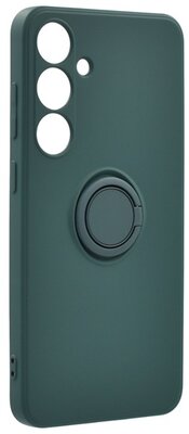 Szilikon telefonvédő (tartógyűrű, mikrofiber plüss belső, mágneses, kameravédő) SÖTÉTZÖLD Samsung Galaxy A35 5G (SM-A356)