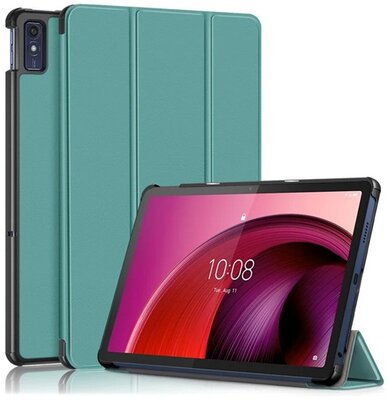 Tok álló, bőr hatású (aktív FLIP, oldalra nyíló, TRIFOLD, asztali tartó) SÖTÉTZÖLD Lenovo Tab M10 5G (TB-X607)