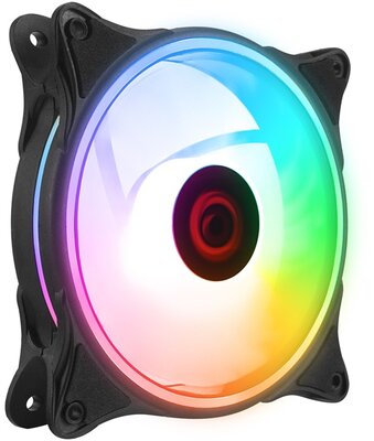 Rampage Cooler 12cm - GLARE F50 (64,56 m3/h, ház hűtésre, Rainbow LED, fekete)