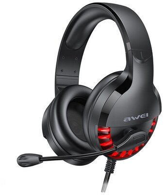 AWEI ES-770I fejhallgató SZTEREO (3.5mm jack/USB csatlakozó, hangerőszabályzó, gamer) FEKETE