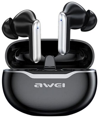 AWEI T50 bluetooth fülhallgató SZTEREO (v5.3, TWS, mikrofon, zajszűrő + töltőtok) FEKETE / FEHÉR