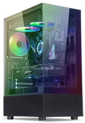 Spirit of Gamer Számítógépház - SPECTRA Black (fekete, ablakos, 3x12cm ventilátor, alsó táp, ATX, 1xUSB3.0, 2xUSB2.0)