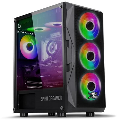 Spirit of Gamer Számítógépház - Rogue VII RGB (fekete, ablakos, 6x12cm ventilátor, alsó táp, ATX, 1xUSB3.0, 2xUSB2.0)