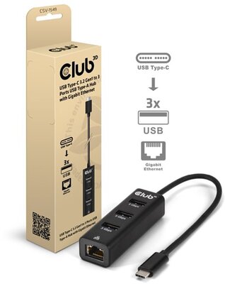 Club3D USB Type-C 3.2 Gen1 to 3 Ports USB Type-A with Gigabit Ethernet