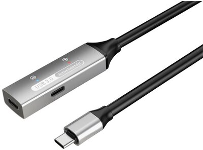 PREMIUMCORD Aktív Kábel USB-C 3.2 Gen1, hosszabbító, repeater, C - C, M/F, 5m, fekete