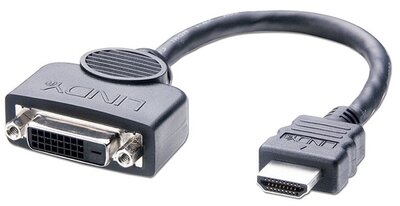 LINDY Adapter DVI-D - HDMI, F/M, 0,2m, fekete